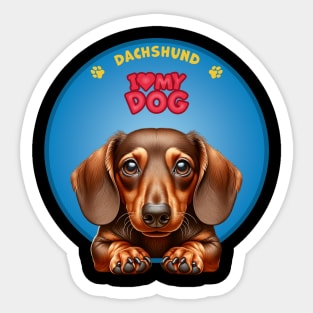 I Love my dog Dachshund Sticker